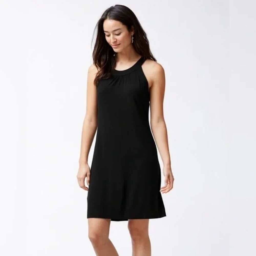 Tommy Bahama Black Tambour Halter Neck Shift Dress Sz Small